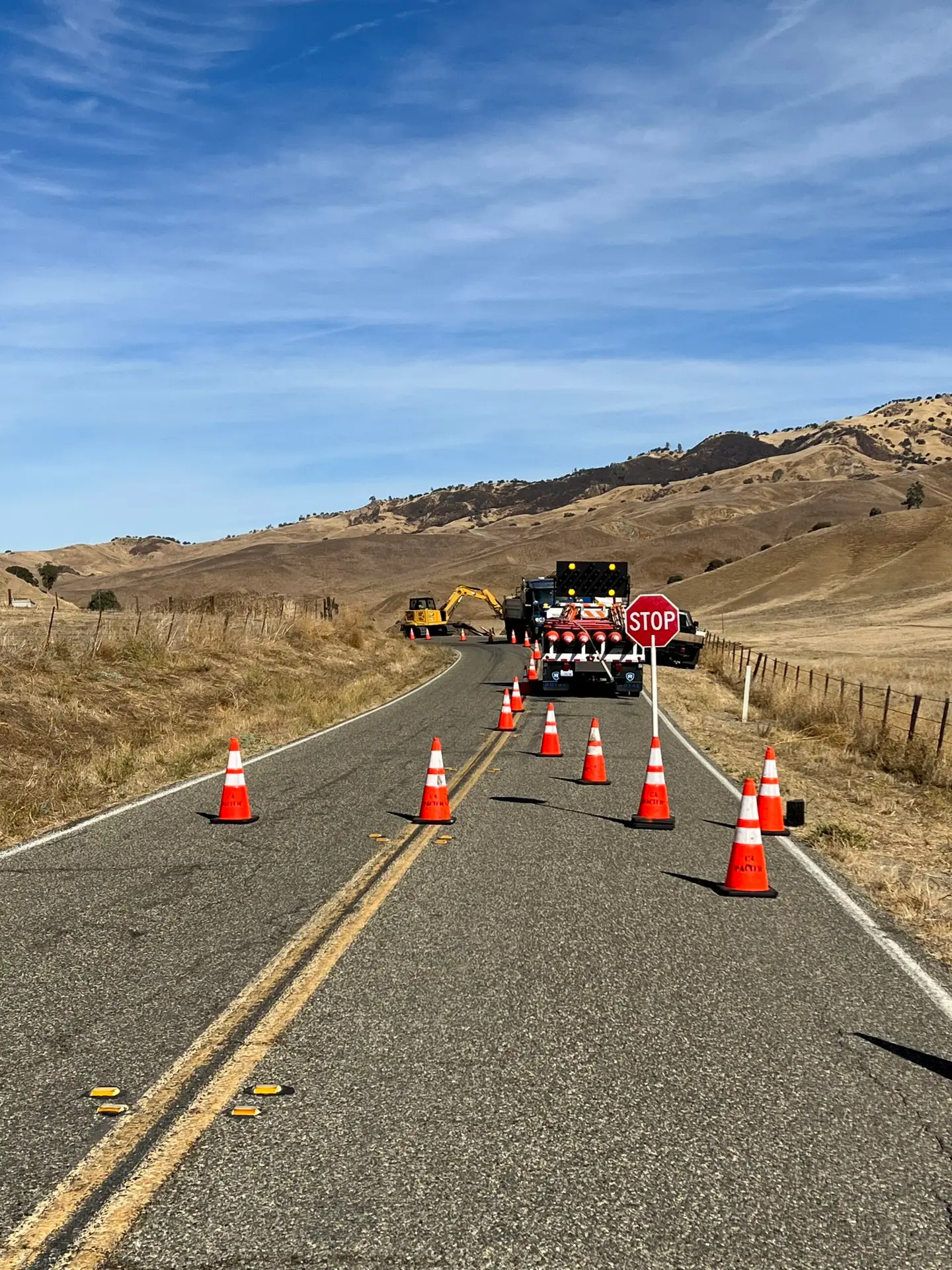 job site on a california hills road
