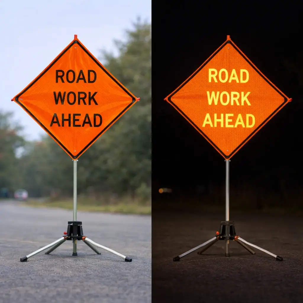 Reflective roll-up- Signs (Day or night)